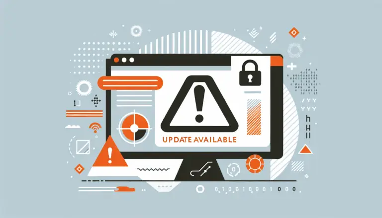 Gefälschte Update-Meldung mit Warnsymbol auf Computerbildschirm als Symbol für Cybersicherheitsgefahren