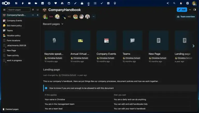 Nextcloud-Hub-Collectives-Dark-mode