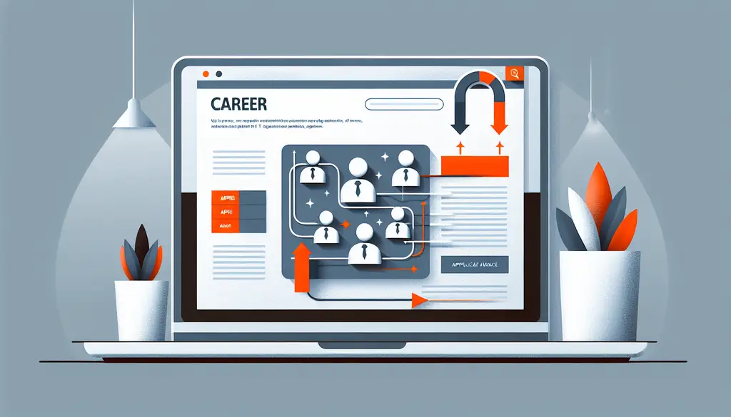 Illustration einer modernen Karriereseite als Magnet für Talente in Orange und Dunkelgrau